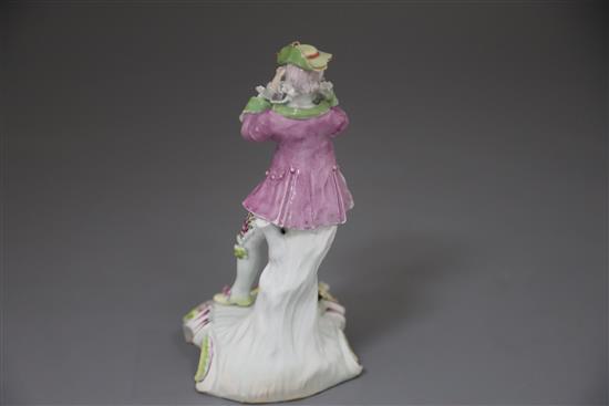 A Derby pale family figure of a flute player, c.1756-8, H. 16.5cm